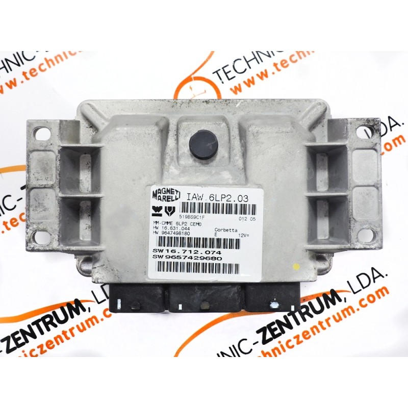 Engine Control Unit ECU Peugeot 206 9657429680, 16712074, 519BS9C1F, 96 574 296 80, 16.712.074, 16.631.044, IAW 6LP2.03