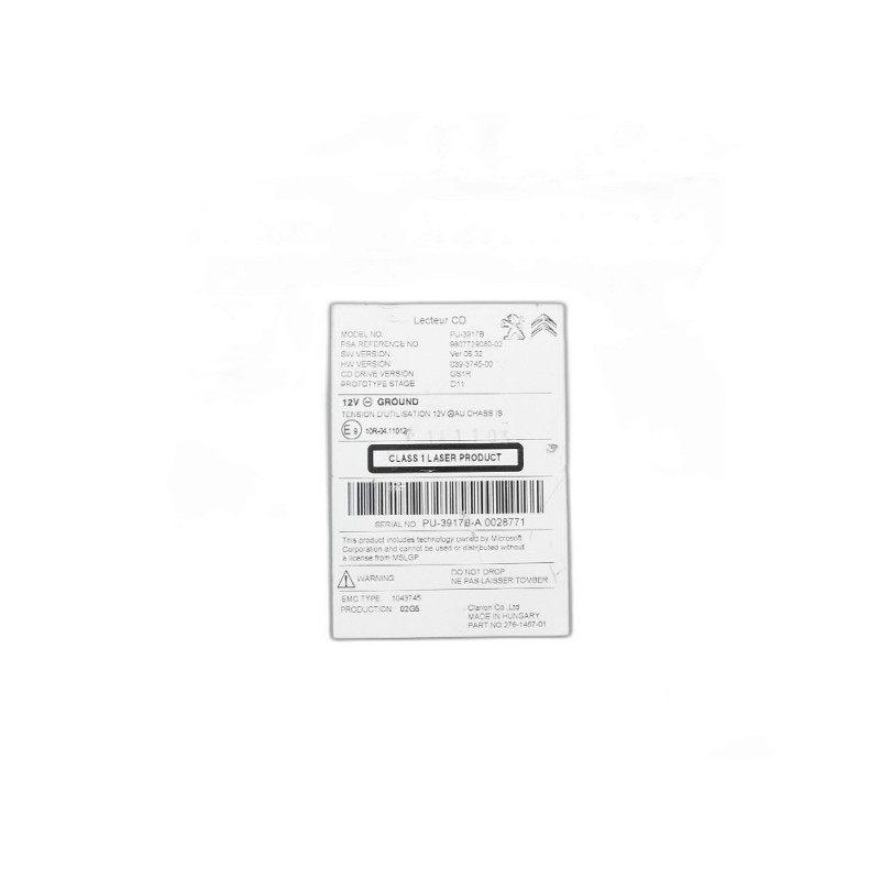 Auto Rádio Peugeot 508 - 980772908002, PU3917B, 039374500