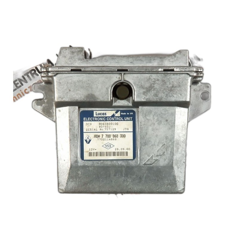 Engine Control Unit ECU Renault Kangoo - 7700114868, R04080010G, 80760J, HIEWR20, HOM7700868300